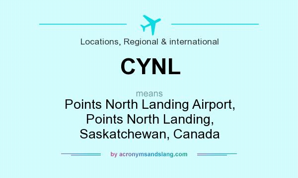 What does CYNL mean? It stands for Points North Landing Airport, Points North Landing, Saskatchewan, Canada