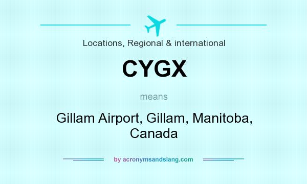 What does CYGX mean? It stands for Gillam Airport, Gillam, Manitoba, Canada