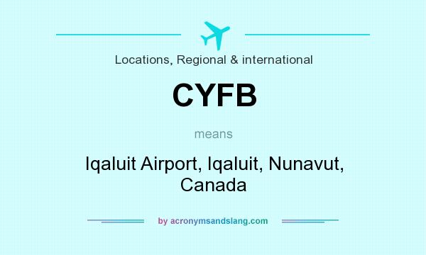What does CYFB mean? It stands for Iqaluit Airport, Iqaluit, Nunavut, Canada