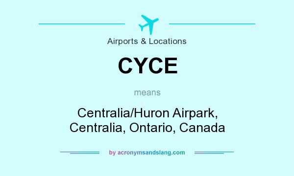 What does CYCE mean? It stands for Centralia/Huron Airpark, Centralia, Ontario, Canada