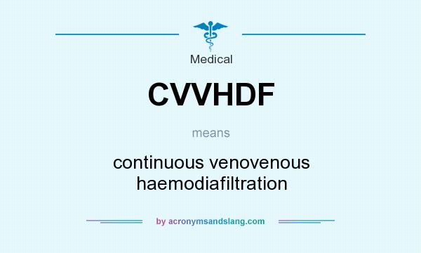 What does CVVHDF mean? It stands for continuous venovenous haemodiafiltration