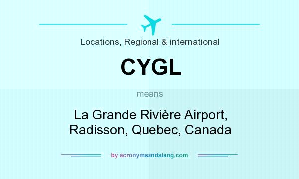 What does CYGL mean? It stands for La Grande Rivière Airport, Radisson, Quebec, Canada