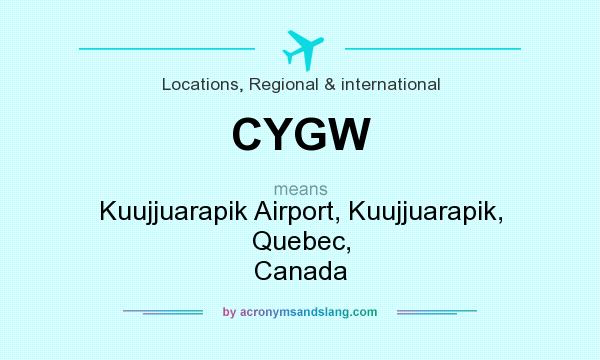 What does CYGW mean? It stands for Kuujjuarapik Airport, Kuujjuarapik, Quebec, Canada