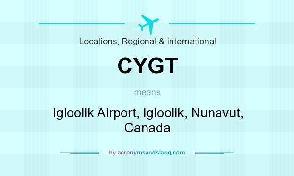 What does CYGT mean? It stands for Igloolik Airport, Igloolik, Nunavut, Canada