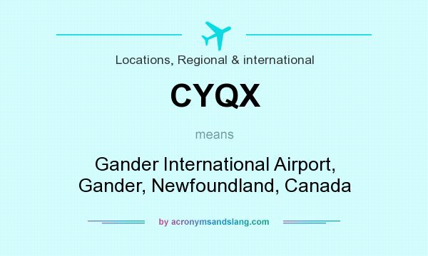 What does CYQX mean? It stands for Gander International Airport, Gander, Newfoundland, Canada