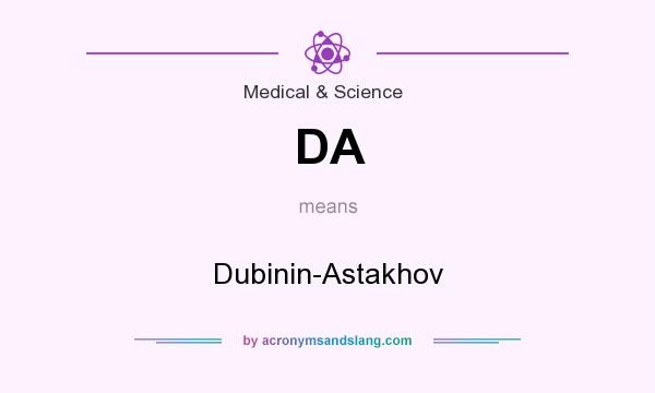 What does DA mean? It stands for Dubinin-Astakhov