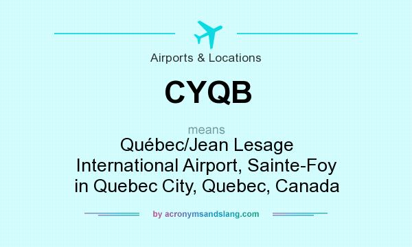 What does CYQB mean? It stands for Québec/Jean Lesage International Airport, Sainte-Foy in Quebec City, Quebec, Canada