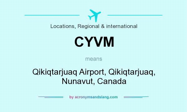 What does CYVM mean? It stands for Qikiqtarjuaq Airport, Qikiqtarjuaq, Nunavut, Canada