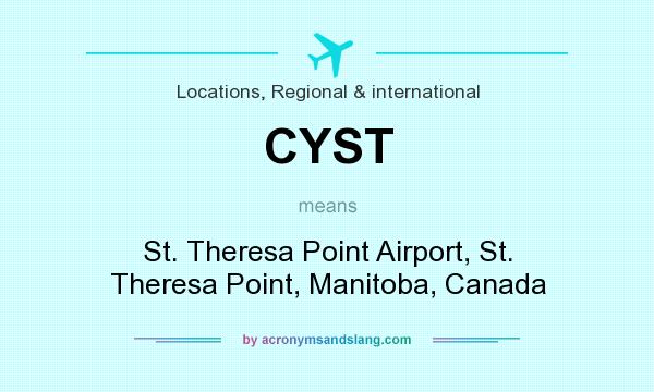 What does CYST mean? It stands for St. Theresa Point Airport, St. Theresa Point, Manitoba, Canada