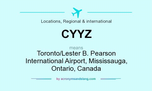What does CYYZ mean? It stands for Toronto/Lester B. Pearson International Airport, Mississauga, Ontario, Canada