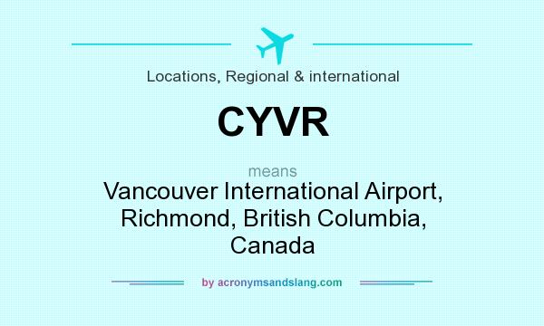 What does CYVR mean? It stands for Vancouver International Airport, Richmond, British Columbia, Canada