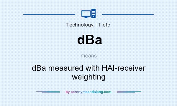 What does dBa mean? It stands for dBa measured with HAI-receiver weighting