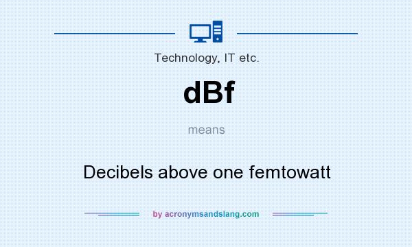 What does dBf mean? It stands for Decibels above one femtowatt