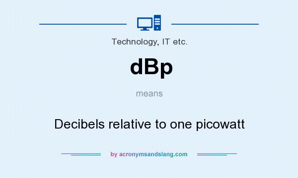 What does dBp mean? It stands for Decibels relative to one picowatt