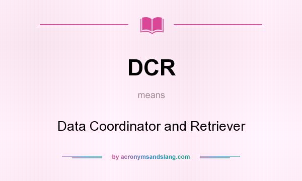 What does DCR mean? It stands for Data Coordinator and Retriever