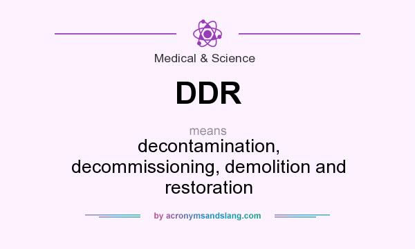 What does DDR mean? It stands for decontamination, decommissioning, demolition and restoration