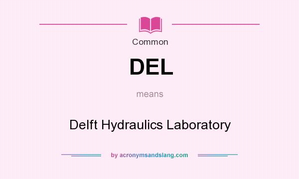 What does DEL mean? It stands for Delft Hydraulics Laboratory