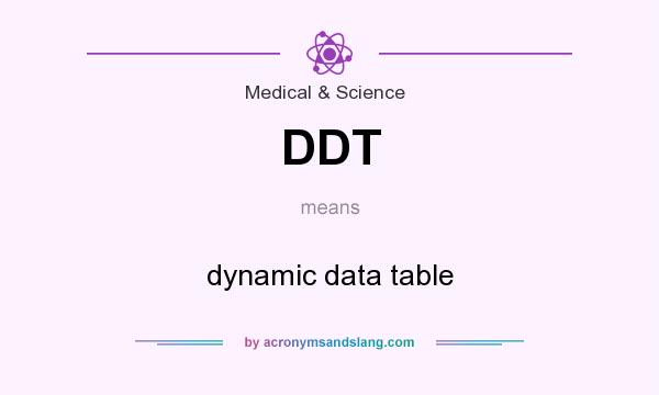 What does DDT mean? It stands for dynamic data table