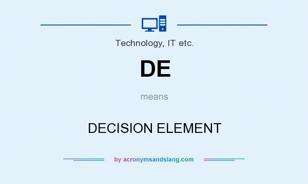 What does DE mean? It stands for DECISION ELEMENT