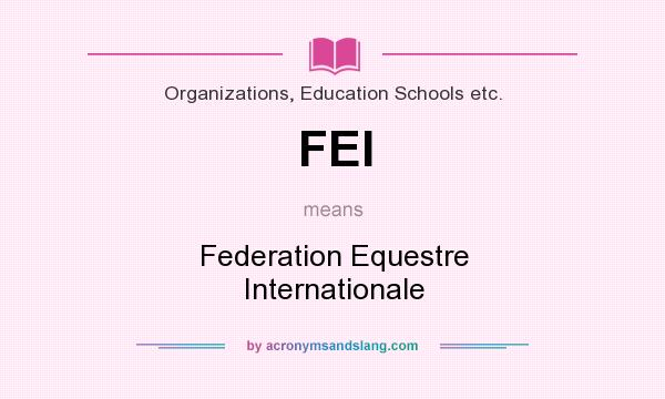 What does FEI mean? It stands for Federation Equestre Internationale