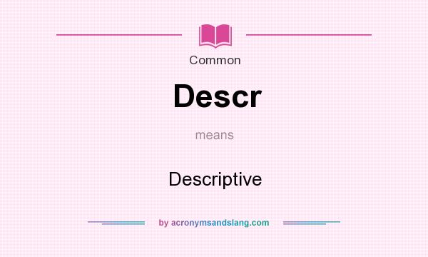 What does Descr mean? It stands for Descriptive