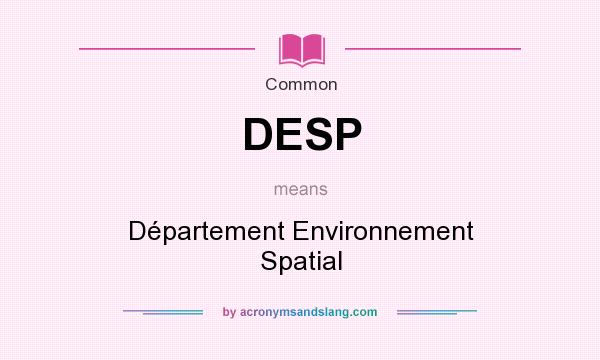 What does DESP mean? It stands for Département Environnement Spatial