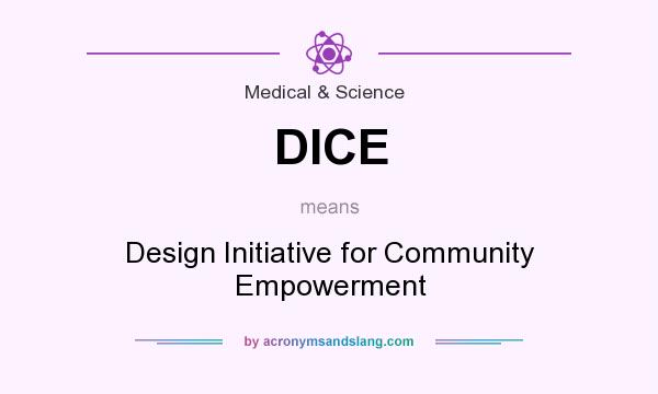 What does DICE mean? It stands for Design Initiative for Community Empowerment