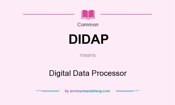 What does DIDAP mean? It stands for Digital Data Processor