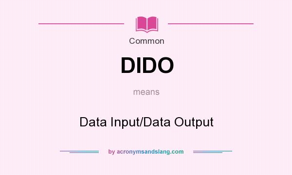 What does DIDO mean? It stands for Data Input/Data Output