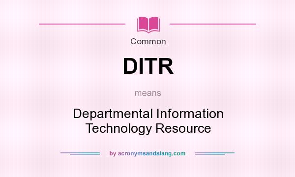 What does DITR mean? It stands for Departmental Information Technology Resource