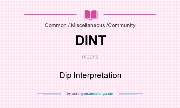 What does DINT mean? It stands for Dip Interpretation