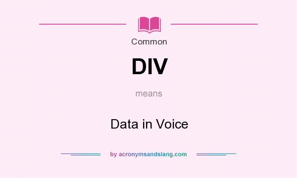 What does DIV mean? It stands for Data in Voice