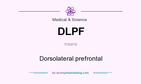 What does DLPF mean? It stands for Dorsolateral prefrontal