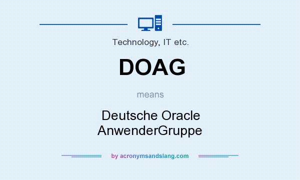 What does DOAG mean? It stands for Deutsche Oracle AnwenderGruppe