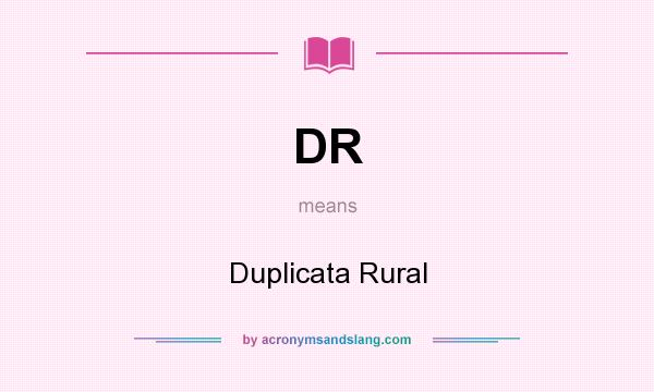 What does DR mean? It stands for Duplicata Rural