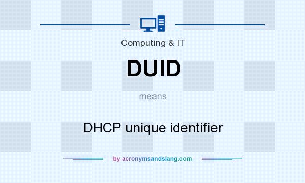What does DUID mean? It stands for DHCP unique identifier