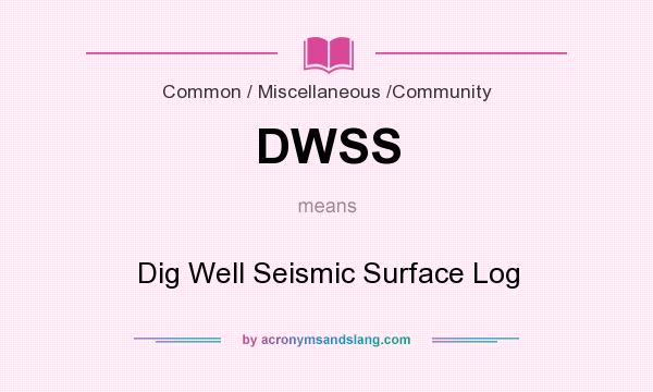 What does DWSS mean? It stands for Dig Well Seismic Surface Log