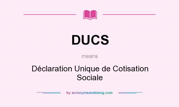 What does DUCS mean? It stands for Déclaration Unique de Cotisation Sociale