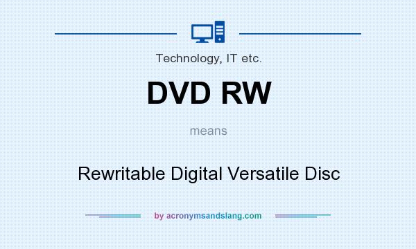 What does DVD RW mean? It stands for Rewritable Digital Versatile Disc