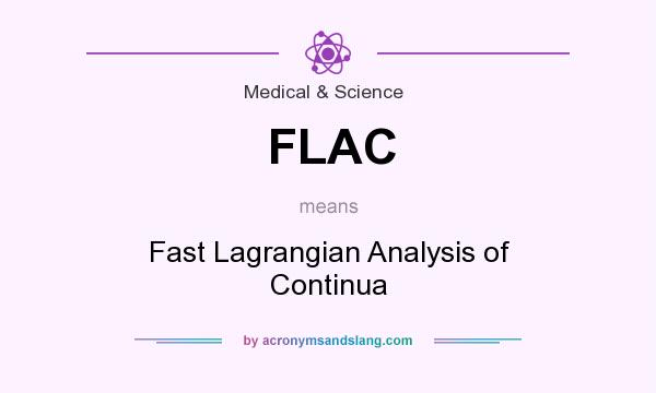 What does FLAC mean? It stands for Fast Lagrangian Analysis of Continua