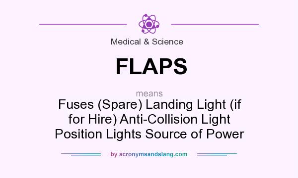 What does FLAPS mean? It stands for Fuses (Spare) Landing Light (if for Hire) Anti-Collision Light Position Lights Source of Power