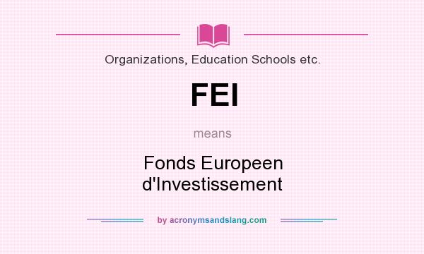 What does FEI mean? It stands for Fonds Europeen d`Investissement