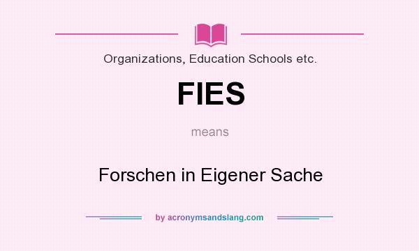 What does FIES mean? It stands for Forschen in Eigener Sache