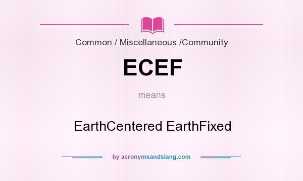 What does ECEF mean? It stands for EarthCentered EarthFixed