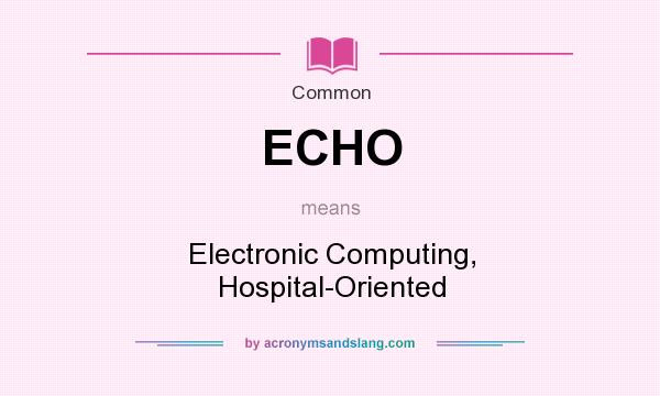 What does ECHO mean? It stands for Electronic Computing, Hospital-Oriented
