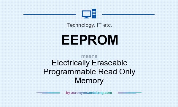 What does EEPROM mean? It stands for Electrically Eraseable Programmable Read Only Memory