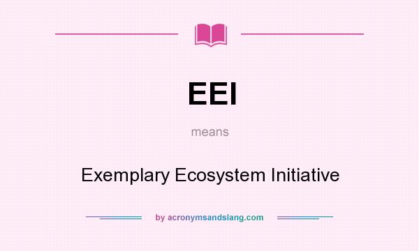 What does EEI mean? It stands for Exemplary Ecosystem Initiative
