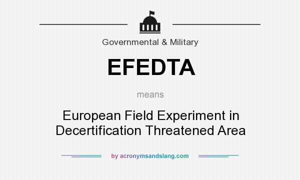 What does EFEDTA mean? It stands for European Field Experiment in Decertification Threatened Area