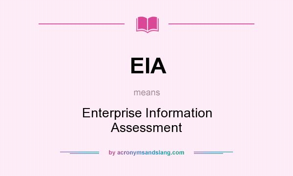 What does EIA mean? It stands for Enterprise Information Assessment