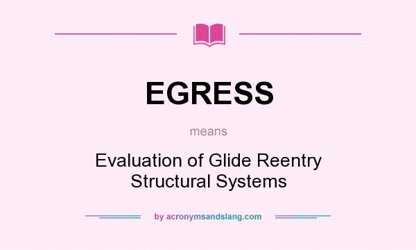What does EGRESS mean? It stands for Evaluation of Glide Reentry Structural Systems